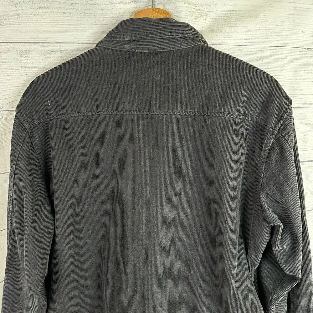 Wesc Mens size Large Womens XL Unisex Corduroy Shirt Jacket Black Cotton Zip Up